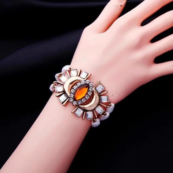 Celestial Eye White Multi-Strand Bracelet with Gold & Resin Accents - Picture 2 of 2